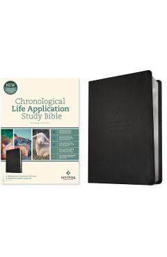 Coperta cărții 'NLT Chronological Life Application Study Bible, Second Edition (Leatherlike, Ebony Leaf) - Tyndale'