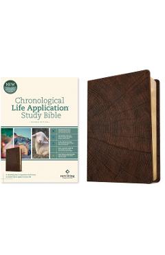 Coperta cărții 'NLT Chronological Life Application Study Bible, Second Edition (Leatherlike, Heritage Oak Brown) - Tyndale'