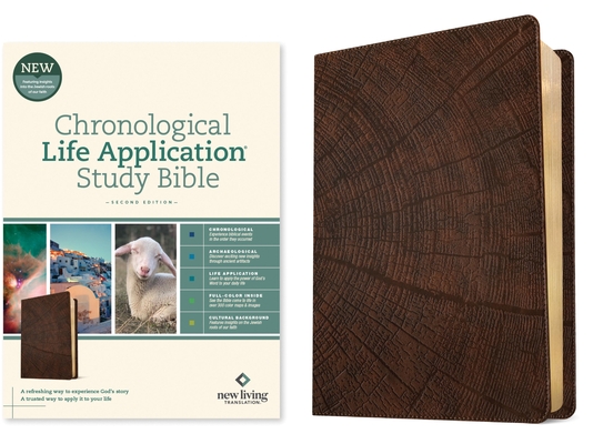 Coperta cărții 'NLT Chronological Life Application Study Bible, Second Edition (Leatherlike, Heritage Oak Brown) - Tyndale'