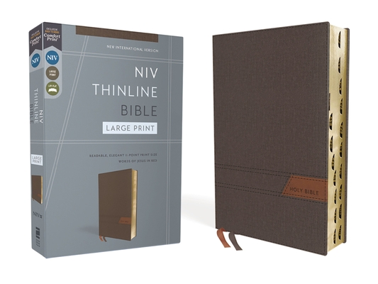 Niv, Thinline Bible, Large Print, Cloth Flexcover, Gray, Red Letter, Thumb Indexed, Comfort Print - Zondervan