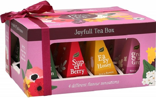 Set ceai: 4 arome x 3 pliculete. Joyfull Pyramid Tea Box