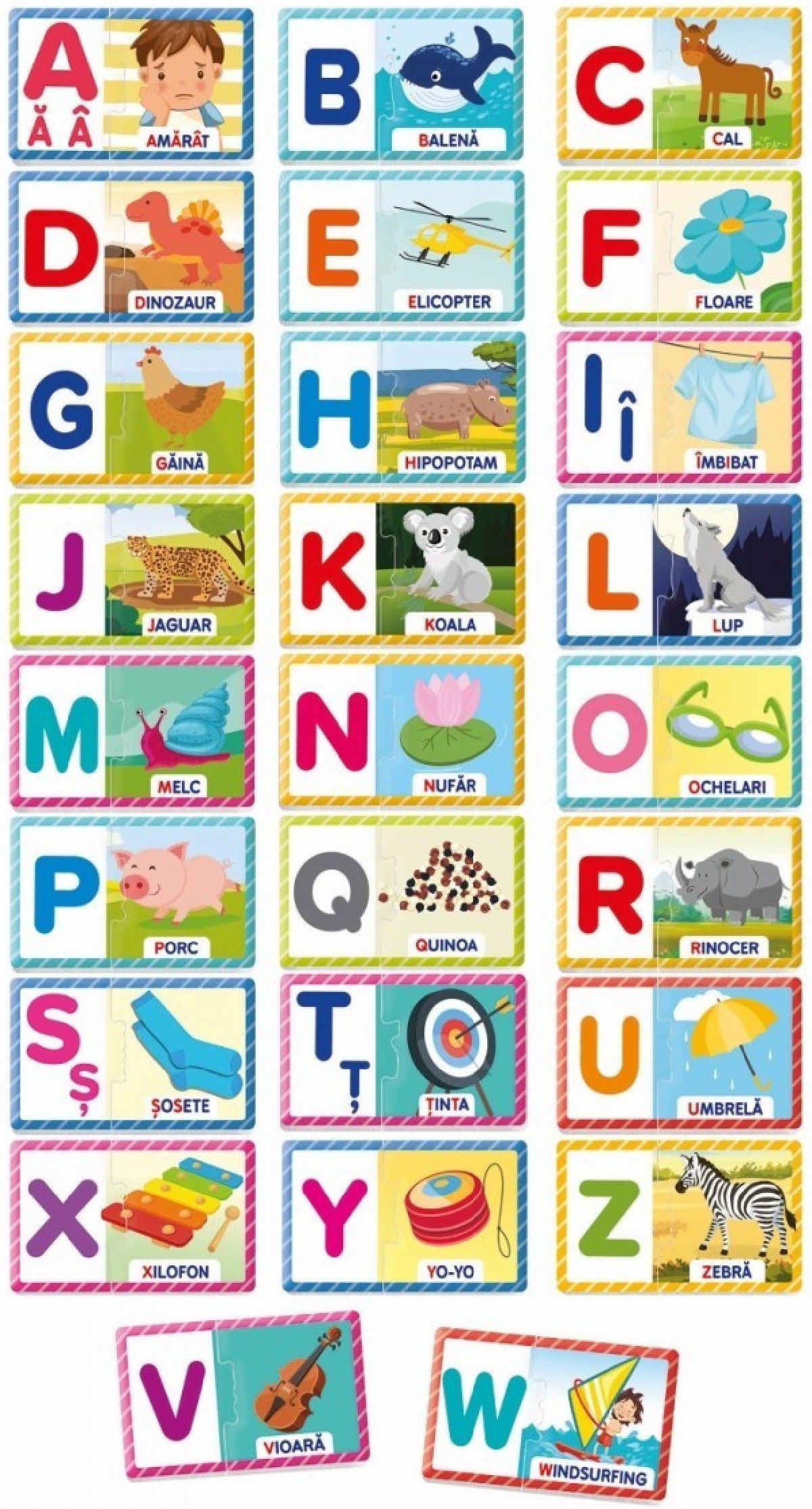 Joc educativ Agerino: De la A la Z. Invatarea ordinii alfabetice si a cuvintelor