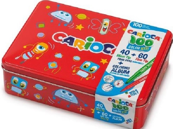 Set 100 culori in cutie metalica. Rosu