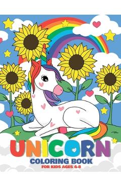 Coperta cărții 'Unicorn Coloring Book: A Unicorn Coloring Activity Book For Kids Ages 4-8 (US Edition) - Unicorn Fluff'