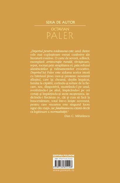 Coperta cărții 'Desertul pentru totdeauna - Octavian Paler'