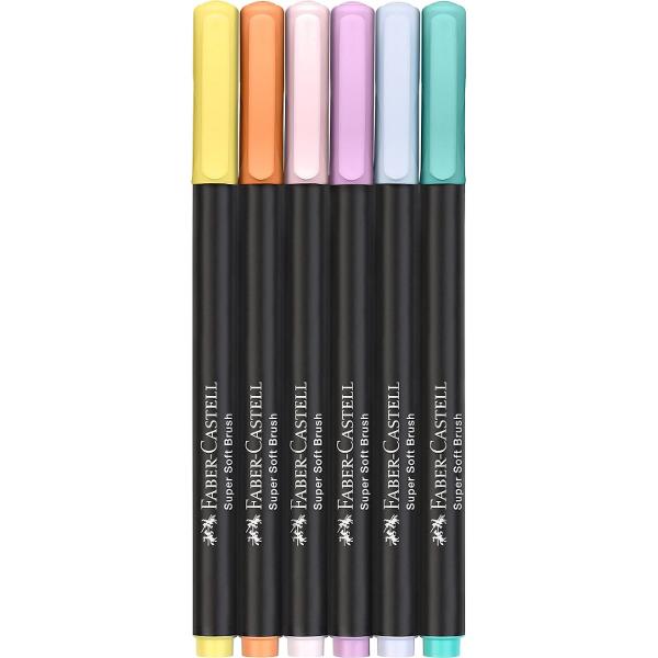 Set 6 carioci. Brush Pens. Pastel black edition
