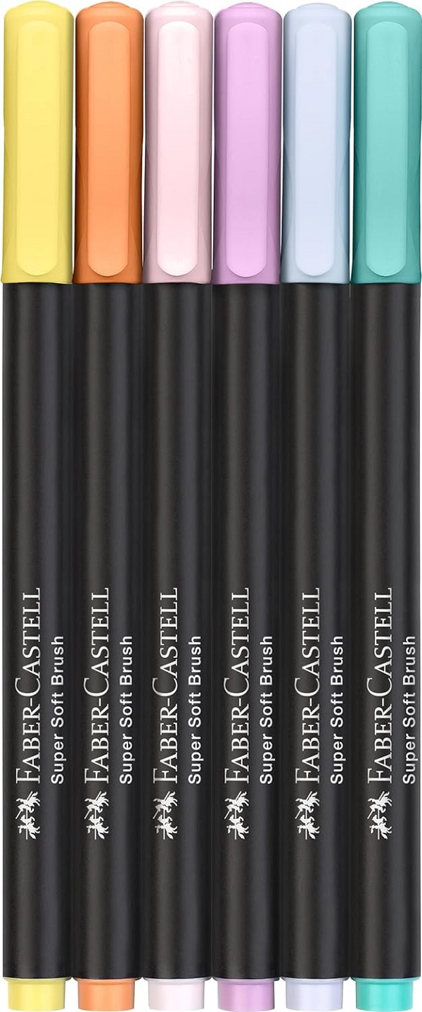 Set 6 carioci. Brush Pens. Pastel black edition