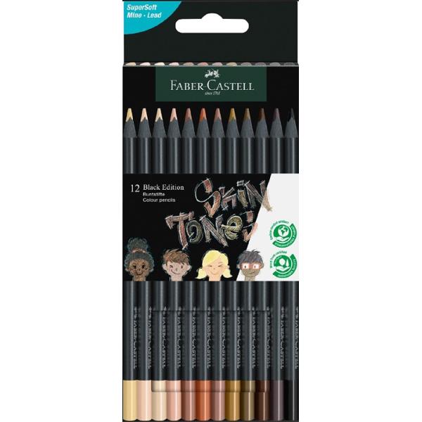 Creioane colorate 12 culori. Skin Tones. Black Edition