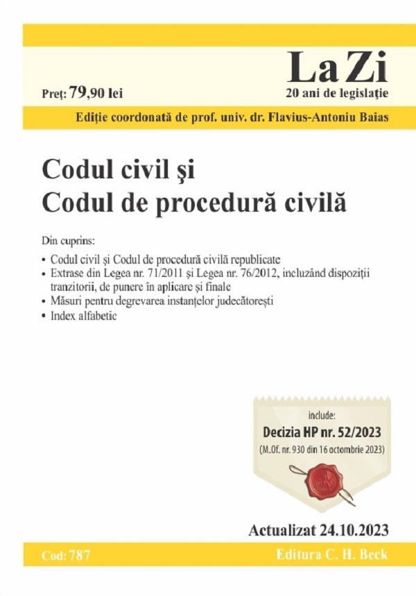 Codul civil si Codul de procedura civila Act. 24 octombrie 2023 - Flavius-Antoniu Baias