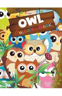 Poza produsului OWL Coloring Book: Coloring For Kids Ages 4-8 years, 100 page, 50 designs, size 8.5x11 - Vasana Tk