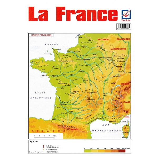 La France. Carte physique