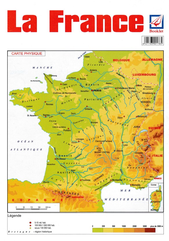 La France. Carte physique