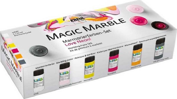 Set 6 culori acrilice Magic Marble: Neon