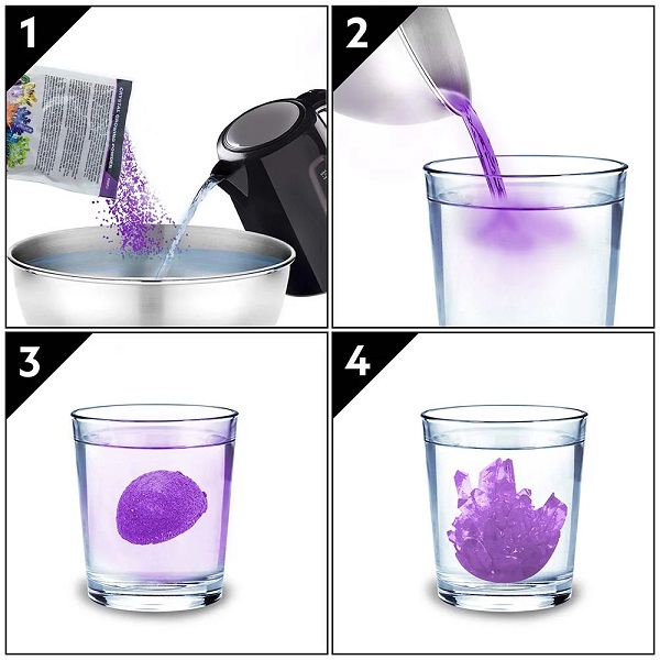 Laborator de crestere cristale Violet. Kit educativ STEM