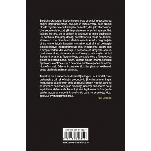 Imanenta literaturii - Eugen Negrici