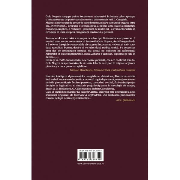 Dictionar subiectiv al personajelor lui I.L.Caragiale a-z vol. i - Gelu Negrea