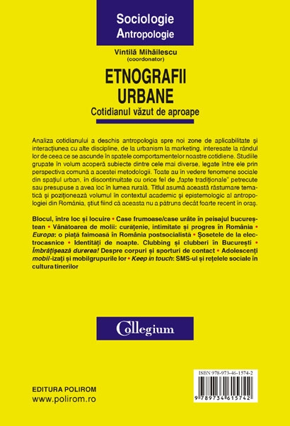 Coperta cărții 'Etnografii urbane - Vintila Mihailescu'