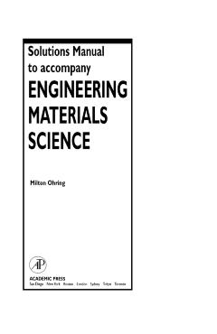 Coperta cărții 'Solutions Manual to Accompany Engineering Materials Science - Milton Ohring'
