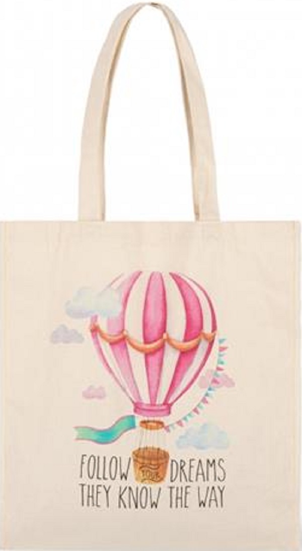 Sacosa bumbac: Follow dreams. Balon cu aer cald