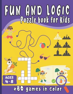 Fun and Logic Puzzle Book for kids: Brain game books for kids ages 4-8 - More 80 games in color- Mazes, word search, spot the difference, dot to dot, - Actus Deouf