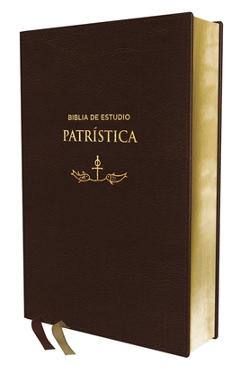 Coperta cărții 'Reina Valera Revisada, Biblia de Estudio Patrística, Leathersoft, Marrón, Interior a DOS Colores, Palabras de Jesús En'