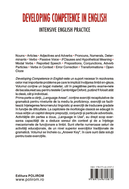Coperta cărții 'Developing competence in english - Cornelia Coser, Rodica Vulcanescu'