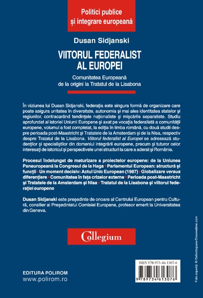 Coperta cărții 'Viitorul federalist al Europei - Dusan Sidjanski'