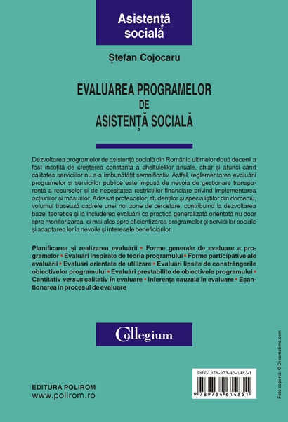 Coperta cărții 'Evaluarea programelor de asistenta sociala - Stefan Cojocaru'