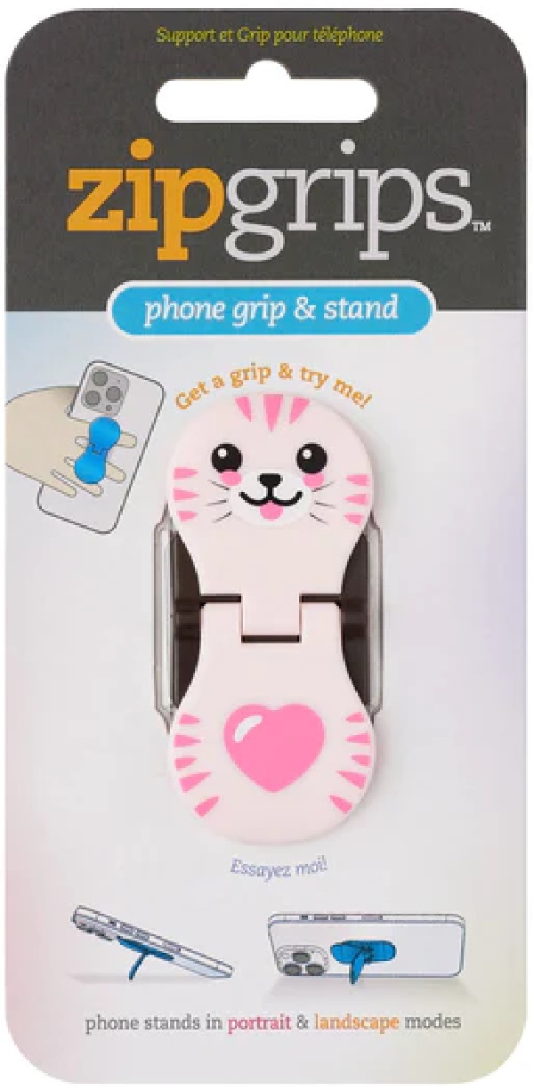 Suport pentru telefon: ZipGrips. Pisica