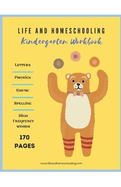 Coperta cărții 'Kindergarten Homeschool Workbook: Letters. Rhyming. Phonics. Spelling. High Frequency Words. - Suel Pratt'