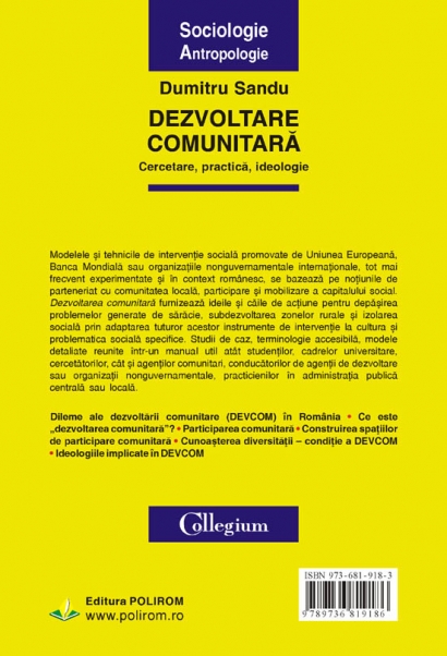 Coperta cărții 'Dezvoltare comunitara - Dumitru Sandu'