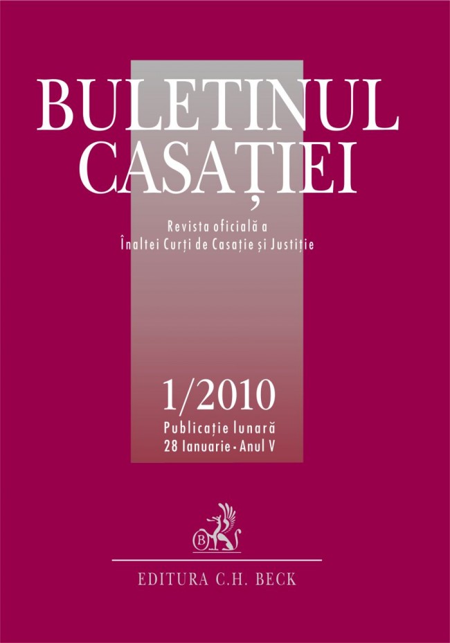 Coperta cărții 'Buletinul Casatiei - 1/2010'