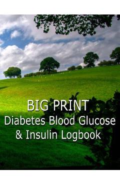 Coperta cărții 'Big Print Diabetes Blood Sugar and Insulin Log - Writing Journal'
