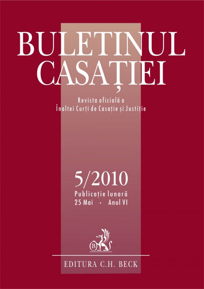 Coperta cărții 'Buletinul Casatiei - 5/2010'
