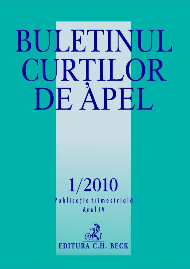 Coperta cărții 'Buletinul Curtilor De Apel 1/2010'