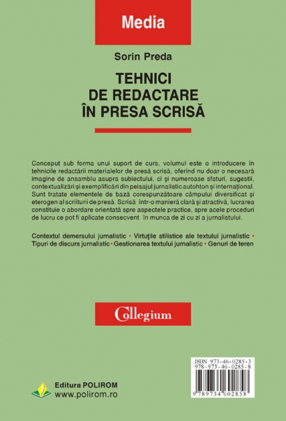 Tehnici de redactare in presa scrisa - Sorin Preda