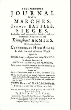 Coperta cărții 'COMPENDIOUS JOURNAL OF ALL THE MARCHES FAMOUS BATTLES & SIEGES (of Marlborough) - Serjeant John Millner'