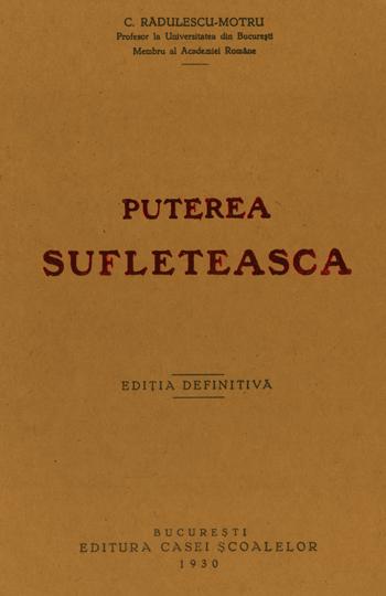 Coperta cărții 'Puterea sufleteasca - C. Radulescu-Motru'