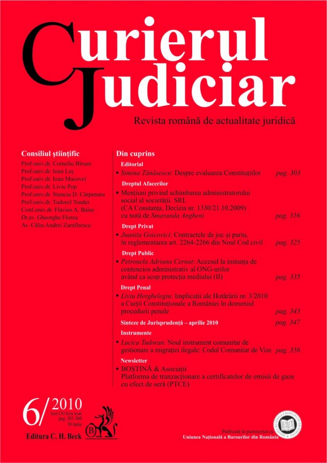 Coperta cărții 'Curierul Judiciar - 6/2010'