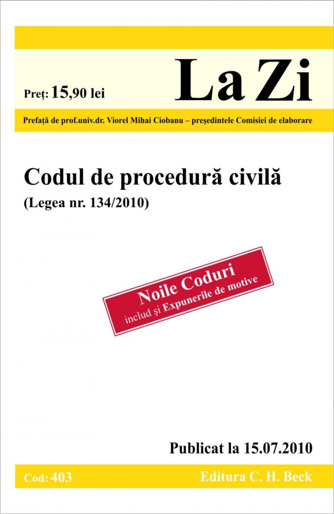 Coperta cărții 'Codul de procedura civila act. 15.07.2010'
