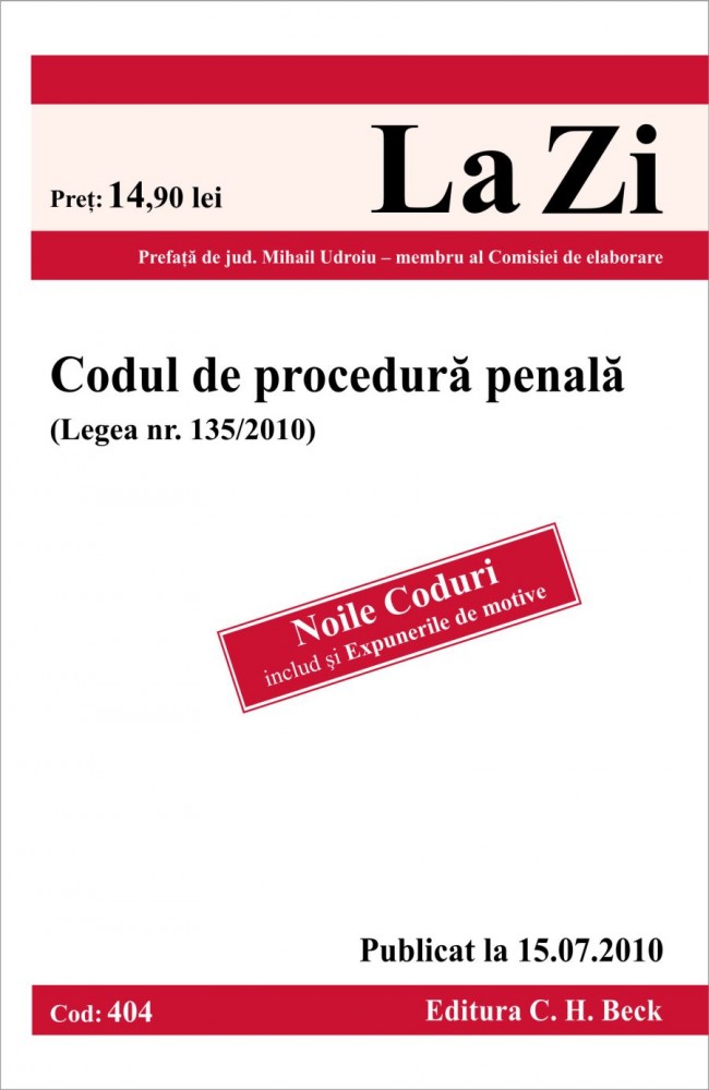 Coperta cărții 'Codul De Procedura Penala Act. 15.07.2010'
