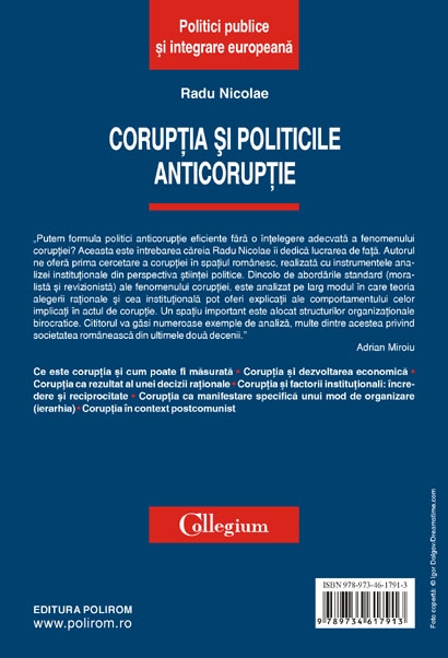 Coperta cărții 'Coruptia si politicile anticoruptie - Radu Nicoale'