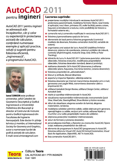 Coperta cărții 'Autocad 2011 pentru ingineri - Ionel Simion'