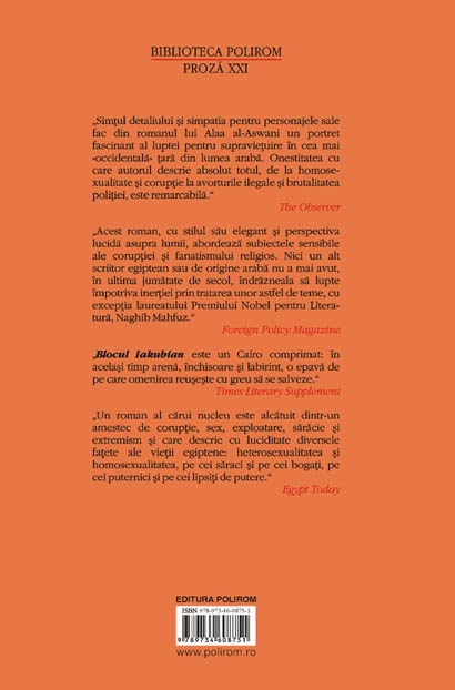 Coperta cărții 'Blocul Iakubian - Alaa Al-Aswani'