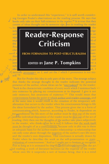 Reader-Response Criticism: From Formalism to Post-Structuralism - Jane P. Tompkins