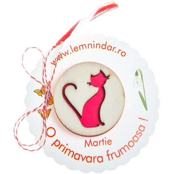 Martisor insigna din lemn: Pisica