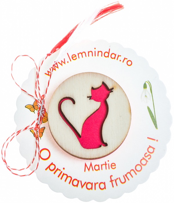 Martisor insigna din lemn: Pisica