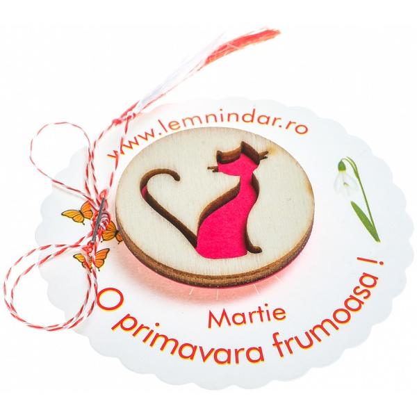 Martisor insigna din lemn: Pisica