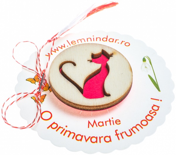 Martisor insigna din lemn: Pisica