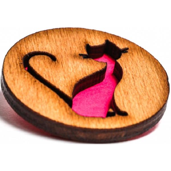 Martisor insigna din lemn: Pisica